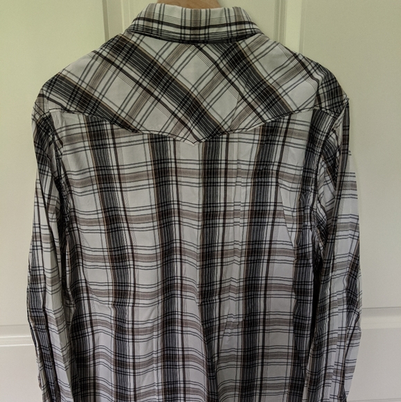 👣Helix Beige and Black Plaid Western Shirt - Picture 3 of 3